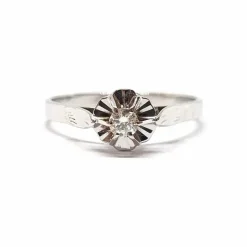 Bague ancienne diamant or blanc