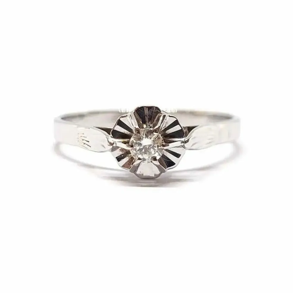 Bague ancienne diamant or blanc