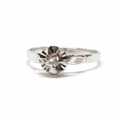 Bague ancienne diamant or blanc