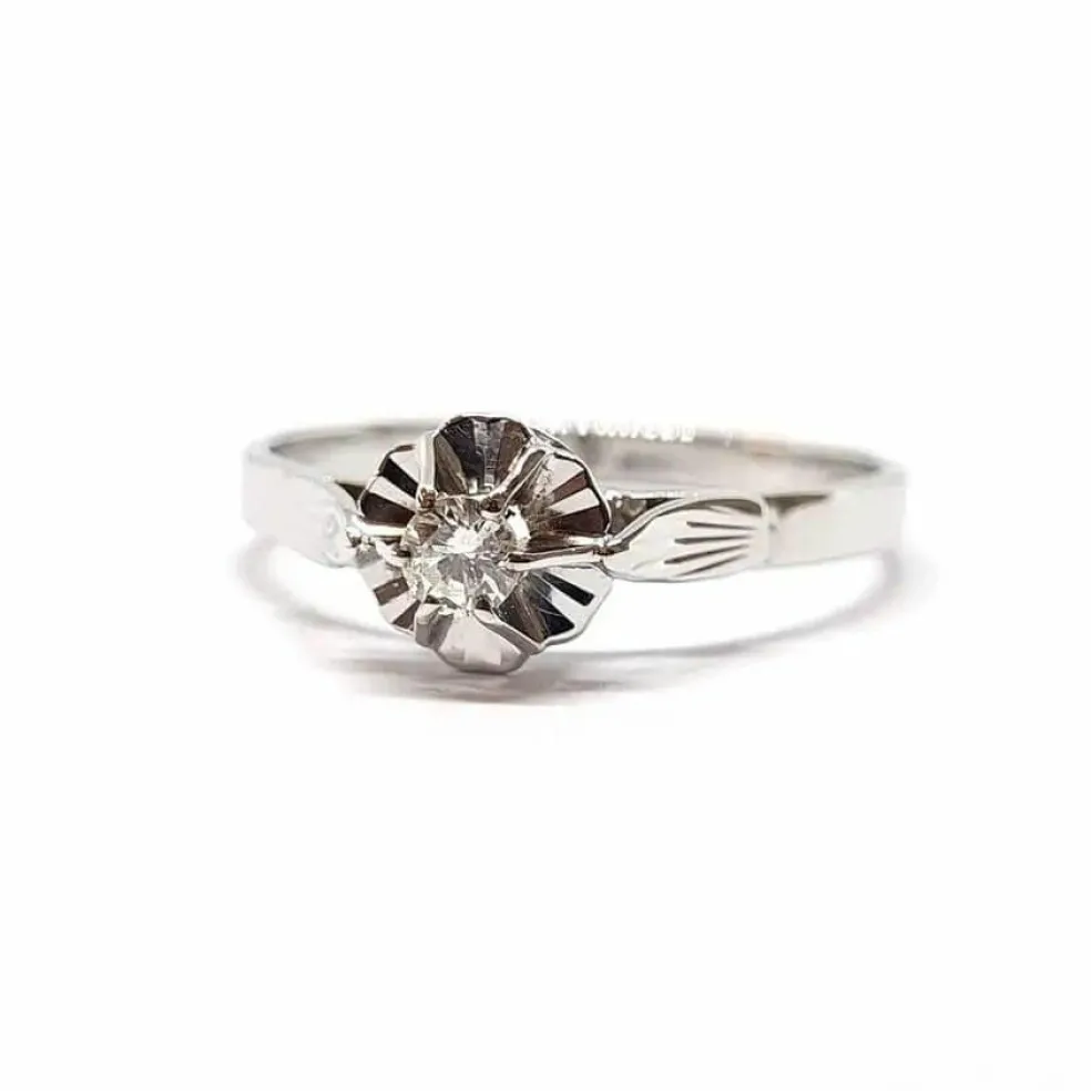 Bague ancienne diamant or blanc