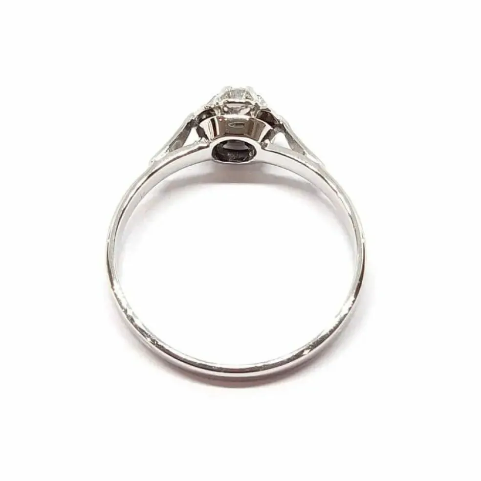 Bague ancienne diamant or blanc