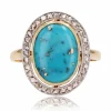 Bague ancienne diamants et turquoise