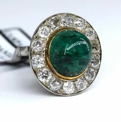 Bague ancienne diamants émeraude
