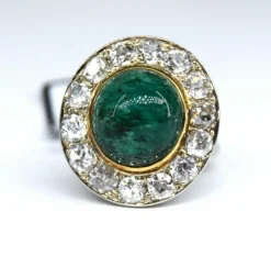 Bague ancienne diamants émeraude