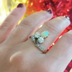 Bague ancienne diamants opale