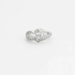Bague ancienne diamants or blanc