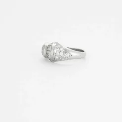 Bague ancienne diamants or blanc