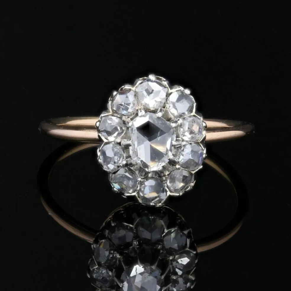 Bague ancienne diamants pompadour