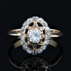 Bague ancienne diamants pompadour étoilée