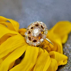 Bague ancienne diamants pompadour étoilée