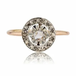Bague ancienne diamants taillés en rose ronde