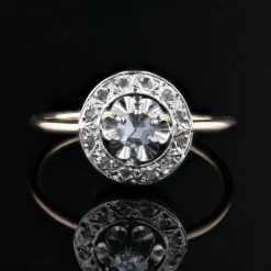 Bague ancienne diamants taillés en rose ronde