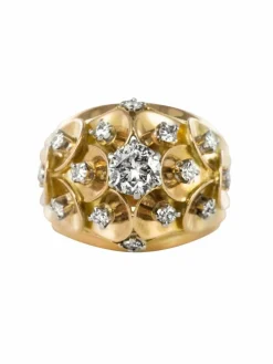 Bague ancienne dôme d'écailles et de diamants