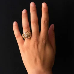 Bague ancienne dôme d'écailles et de diamants