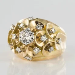 Bague ancienne dôme d'écailles et de diamants