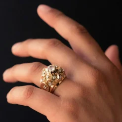 Bague ancienne dôme d'écailles et de diamants