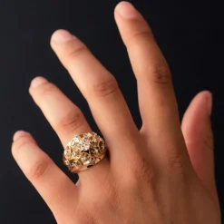Bague ancienne dôme d'écailles et de diamants