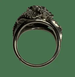 BAGUE ANCIENNE DÔME DIAMANTS OR BLANC & PLATINE
