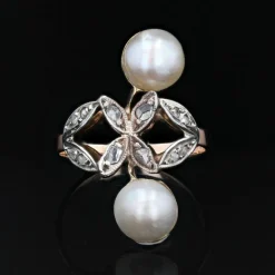 Bague ancienne duo perles et diamants