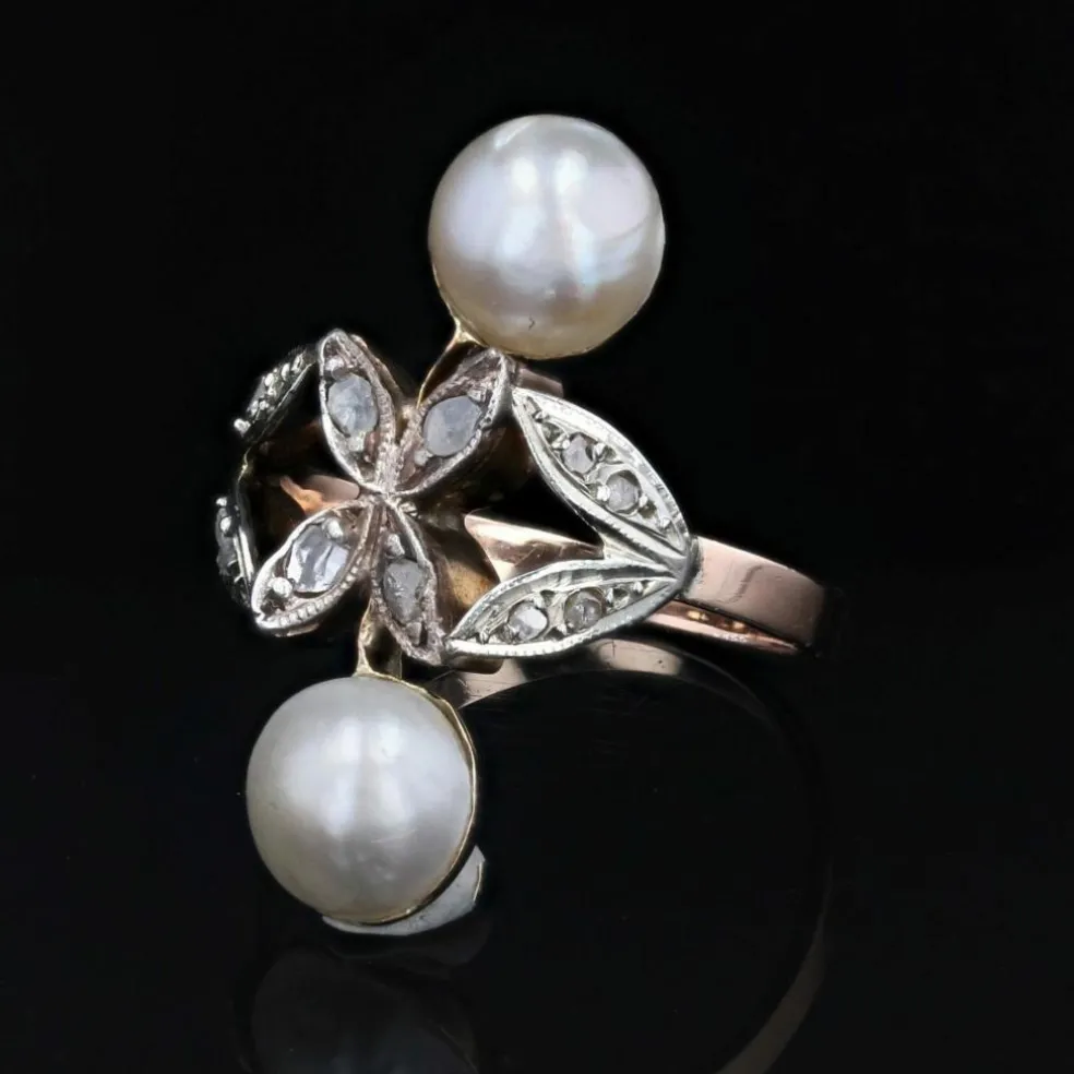 Bague ancienne duo perles et diamants
