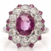 Bague ancienne edouardienne No Heat 2.25 carats rubis de Birmanie et diamants