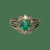 BAGUE ANCIENNE EMERAUDE ET DIAMANTS