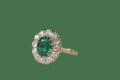 bague ancienne en émeraude verte