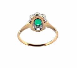 Bague ancienne en or 18 carats , émeraude et diamants