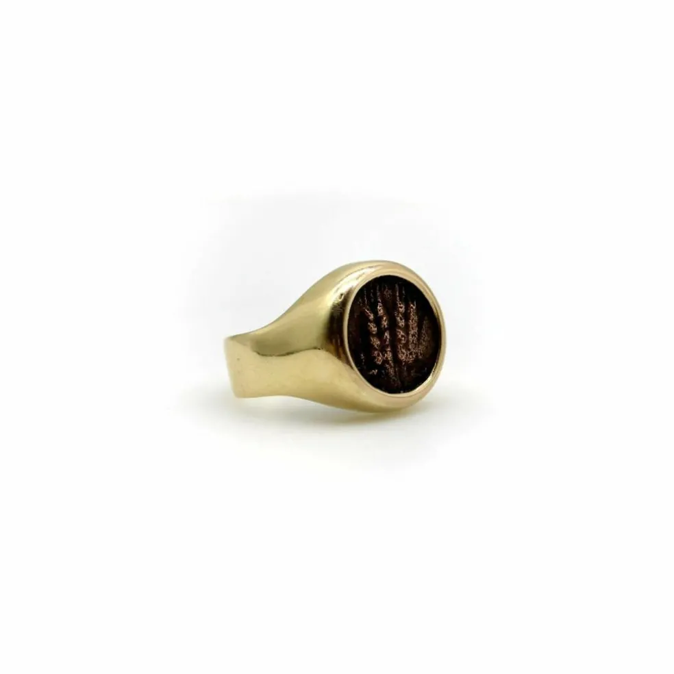 Bague ancienne en or avec pièce de monnaie du roi Agrippa Ier