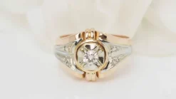 Bague ancienne en or bicolore et diamant
