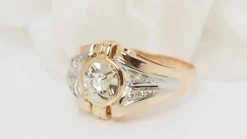 Bague ancienne en or bicolore et diamant
