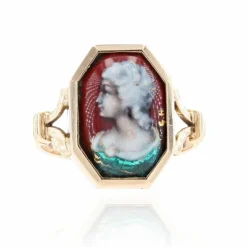 Bague ancienne en or et émail de Limoges