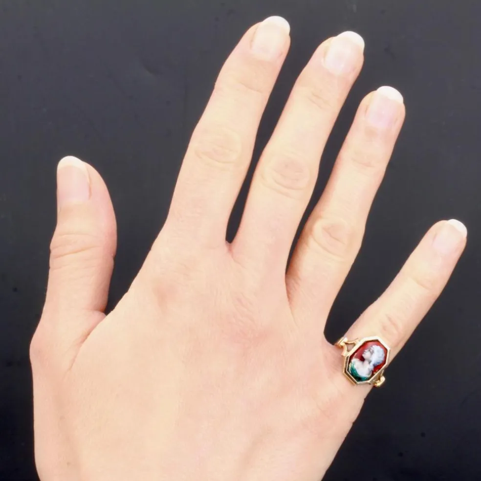Bague ancienne en or et émail de Limoges