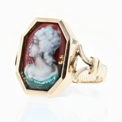 Bague ancienne en or et émail de Limoges