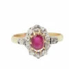 Bague ancienne en or jaune, rubis et diamants