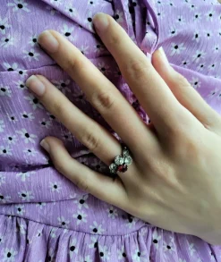 Bague ancienne en or jaune, argent