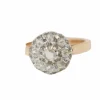 Bague ancienne en or rose, platine et diamants