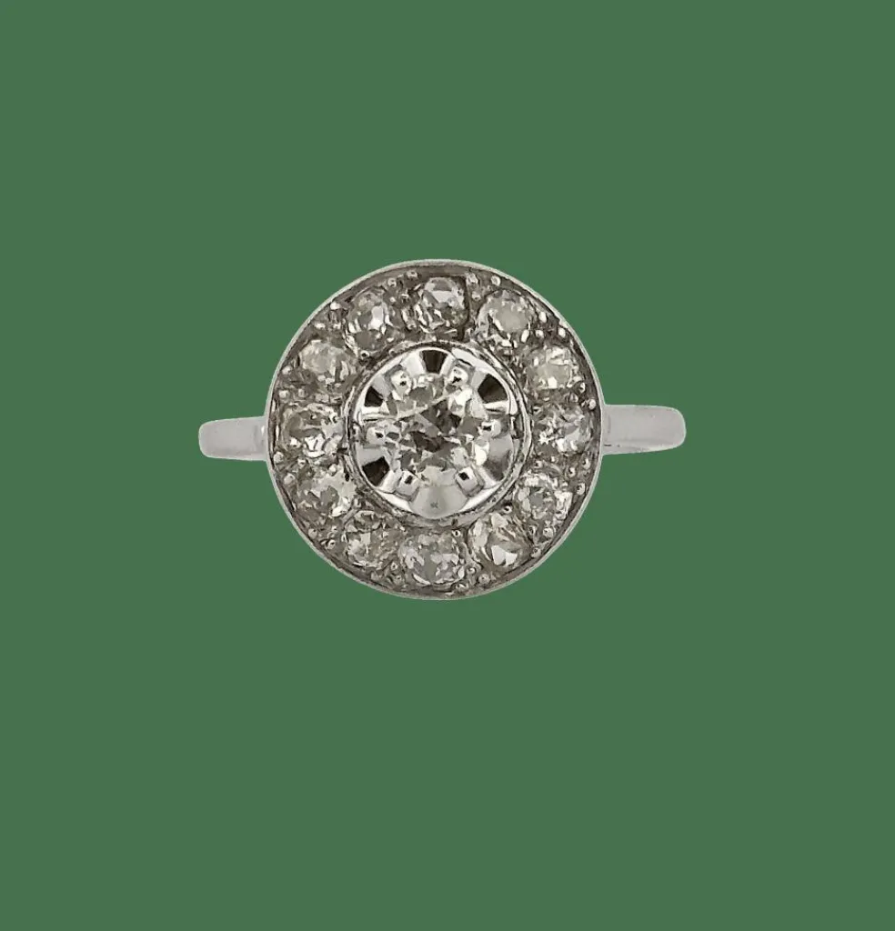 Bague ancienne en platine et diamants