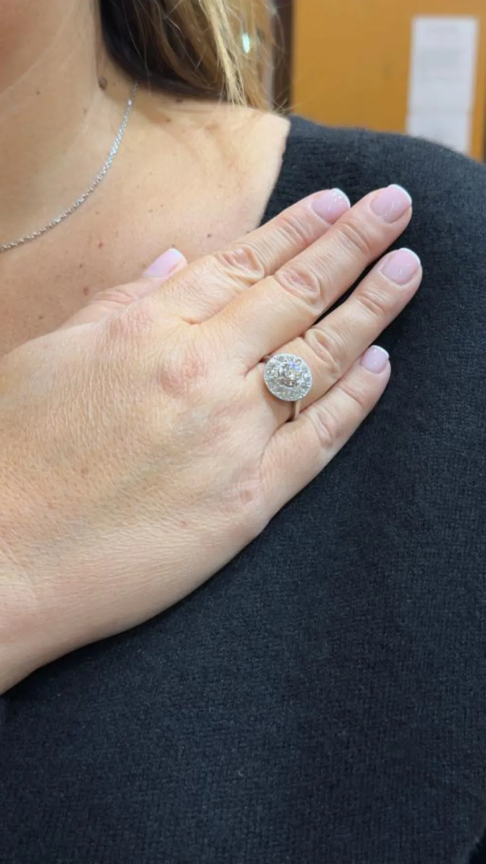 Bague ancienne en platine et diamants