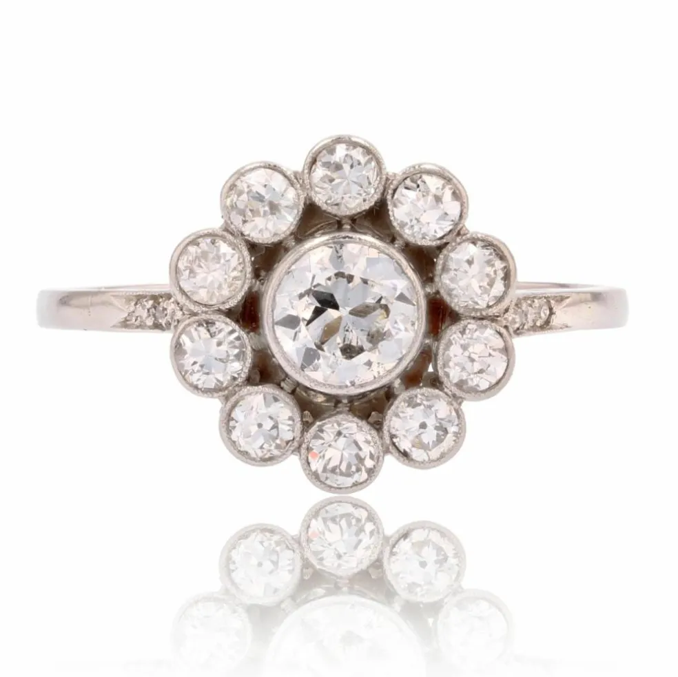 Bague ancienne fleur de diamants