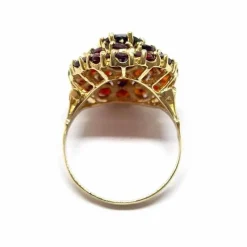 Bague ancienne fleur grenats or jaune