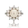Bague ancienne flocon perle et diamants