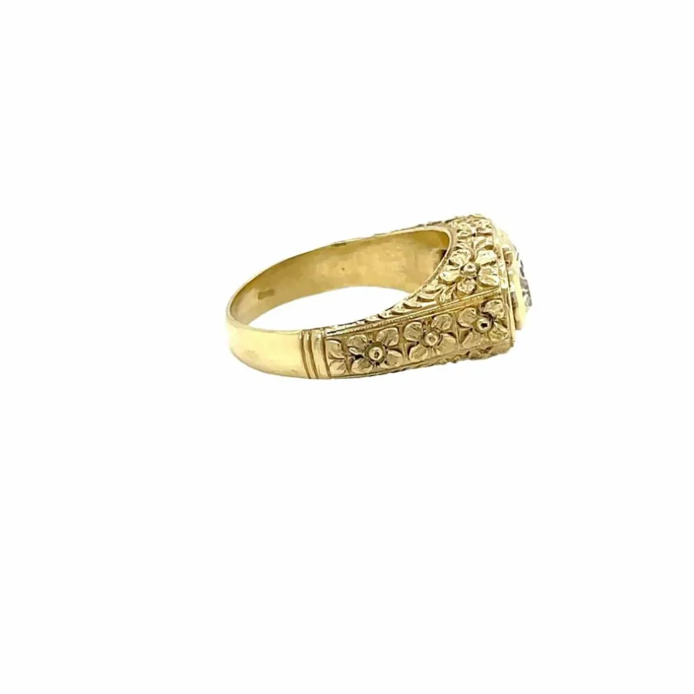 Bague Ancienne Gravée Trois Pierres