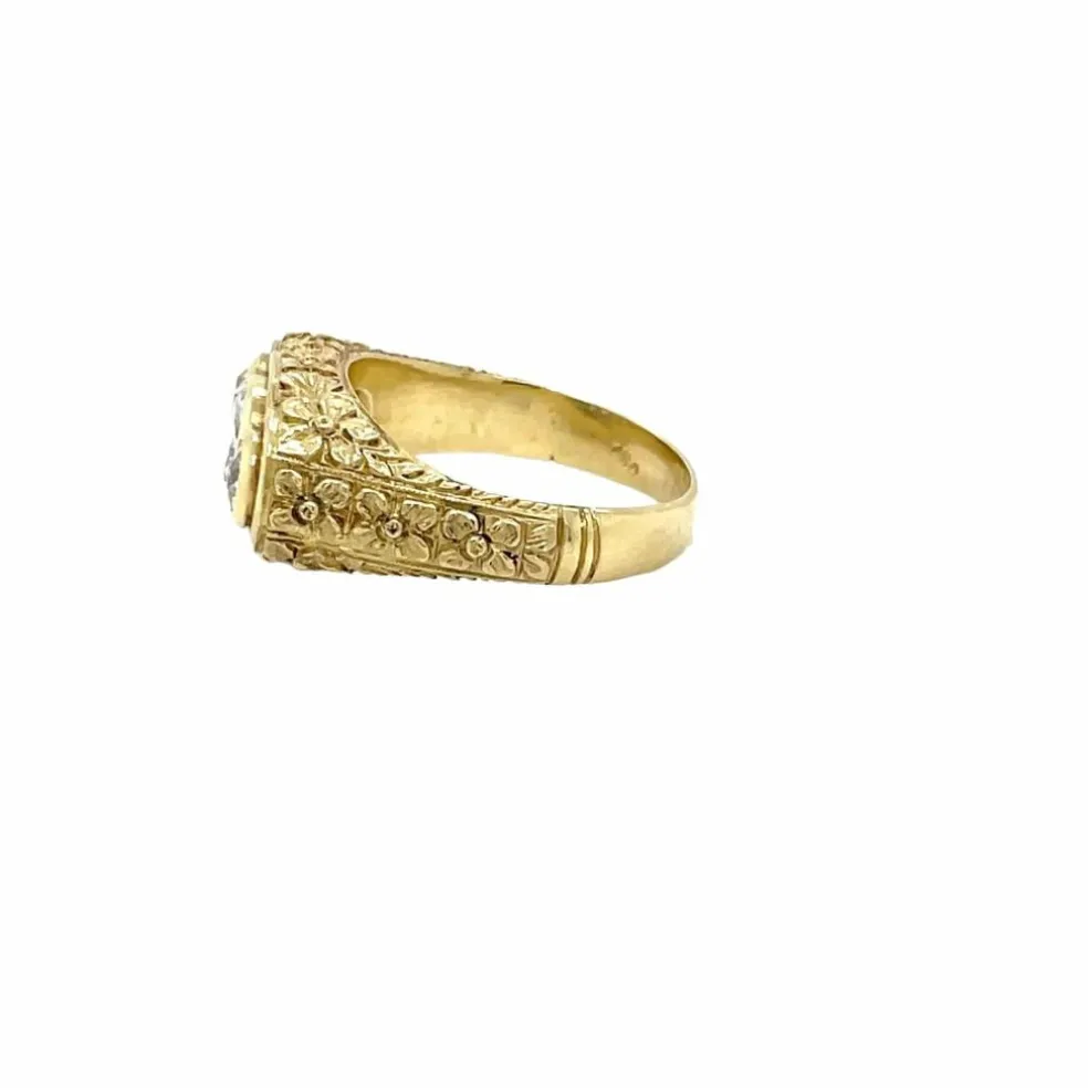 Bague Ancienne Gravée Trois Pierres