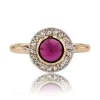 Bague ancienne grenat et diamants ronde