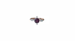 Bague Ancienne Grenat et Diamants sur Or Rose