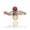 Bague ancienne grenat perle fine diamants
