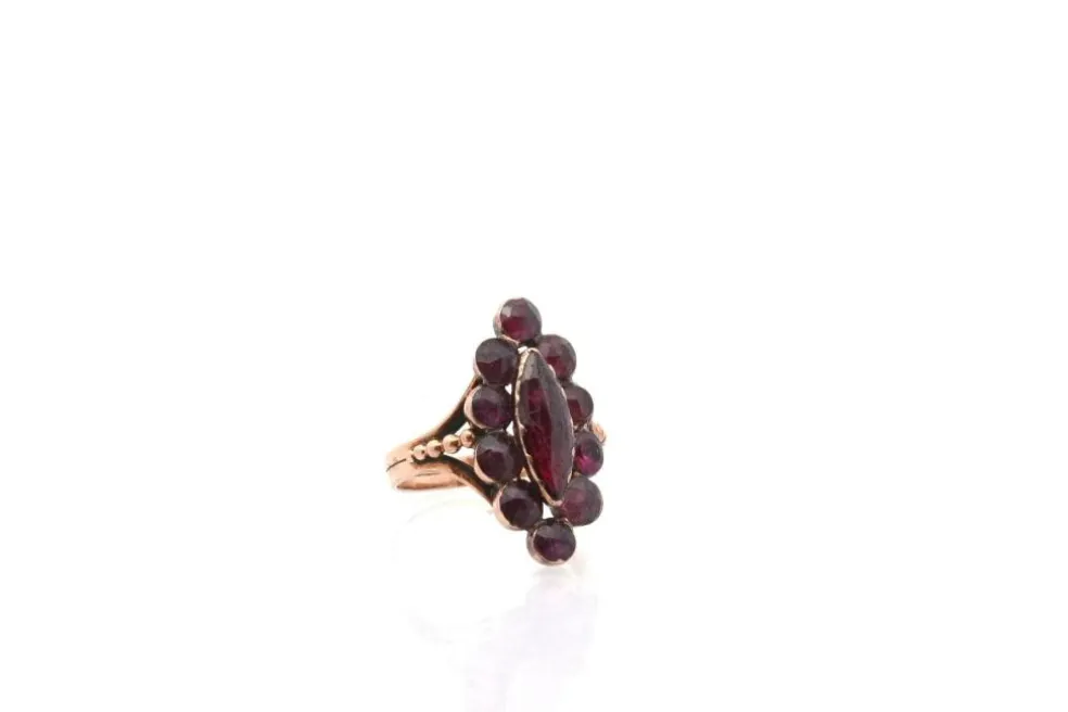 Bague ancienne grenats en or 18k