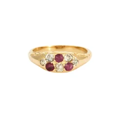 Bague Ancienne Jarretière Rubis Diamants