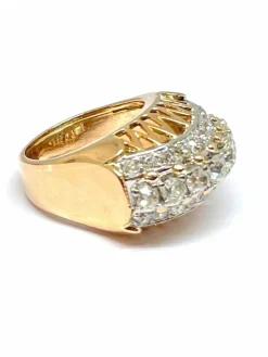 Bague ancienne jarretière en or jaune 18 carats et diamants taille ancienne
